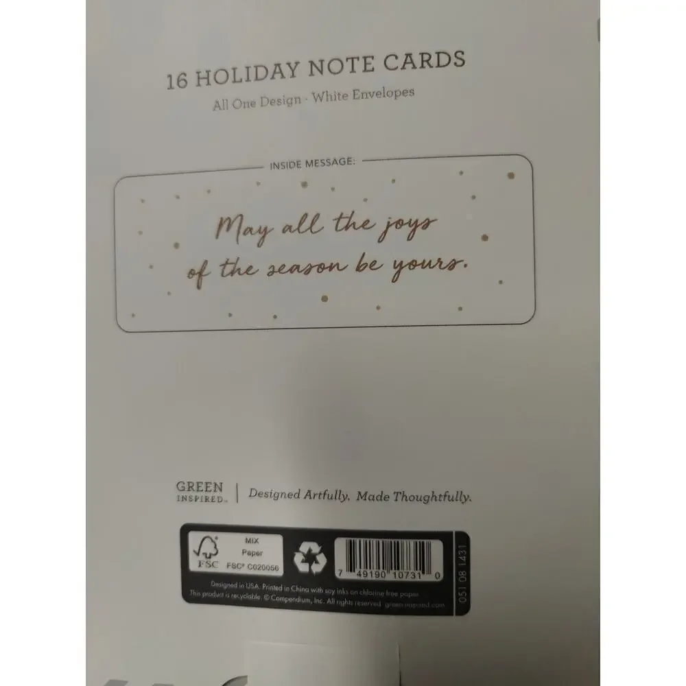 Forest Holiday Greeting Card Pack Christmas 16 CT Evening Green Inspired